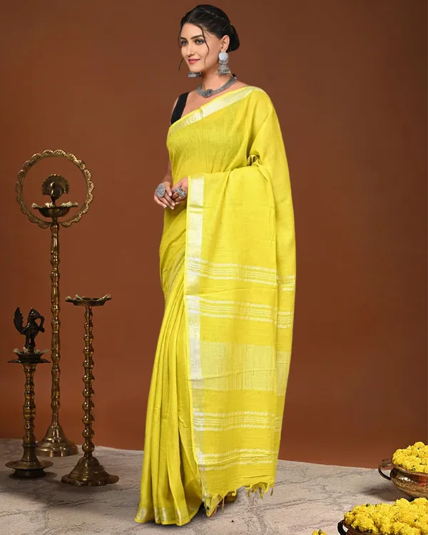 Noor-e-Linen_Hand_Dyed_Sunshine_Yellow_Saree