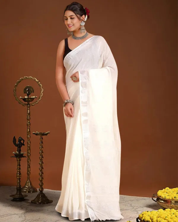 Noor-e-Linen_Hand_Dyed_Pure_White_Saree