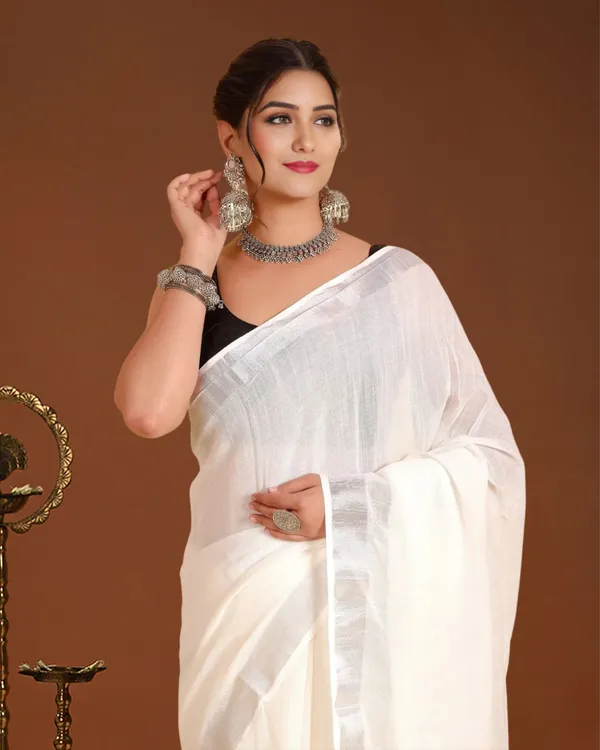Noor-e-Linen_Hand_Dyed_Pure_White_Saree