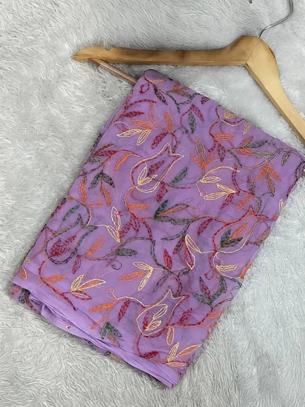 Tepchi_Handwork_Georgette_Saree_Purple_Petals