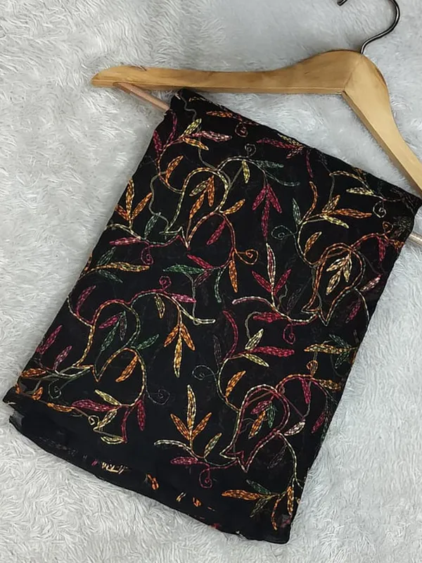 Tepchi_Handwork_Georgette_Saree_Midnight_Flora_Black
