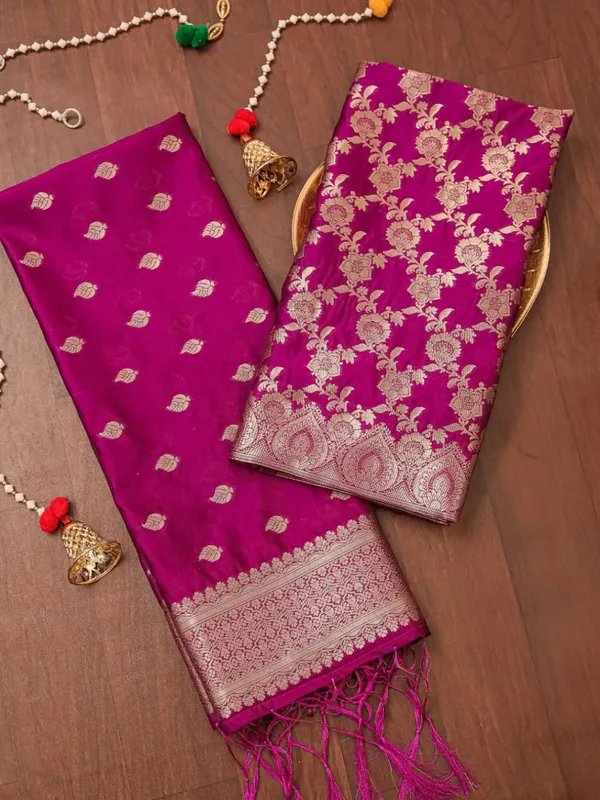 Noor-e-Banaras_Brocade_Silk_Suit_Magenta_Pink