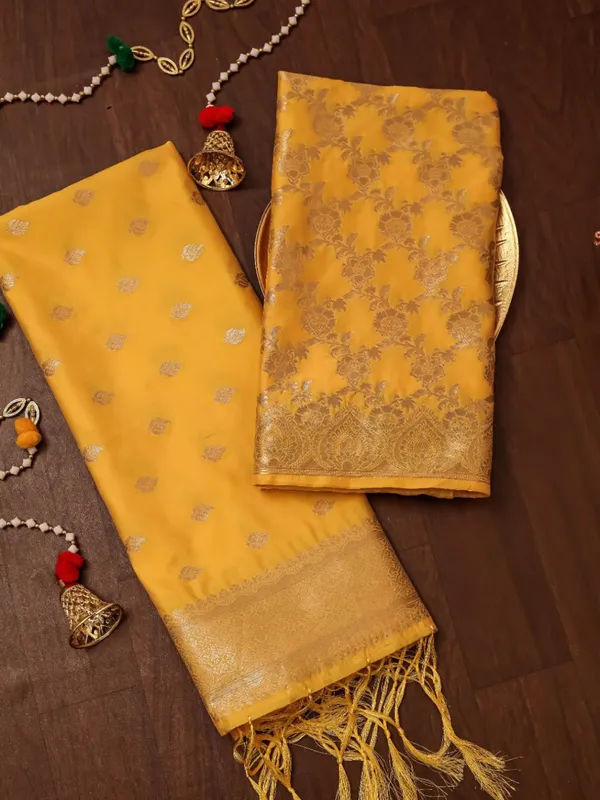 Noor-e-Banaras_Brocade_Silk_Suit_Amber_Yellow