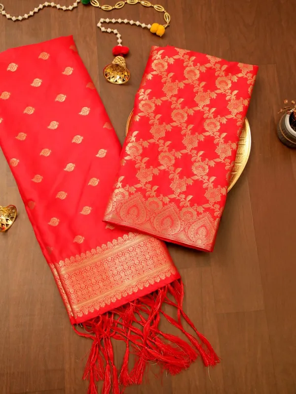 Noor-e-Banaras_Brocade_Silk_Suit_Vermilion_Red