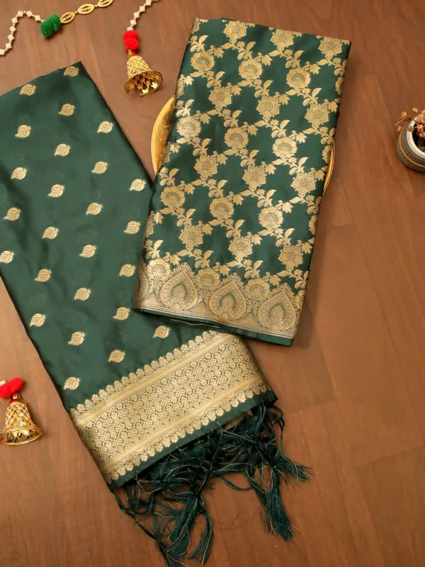 Noor-e-Banaras_Brocade_Silk_Suit_Bottle_Green