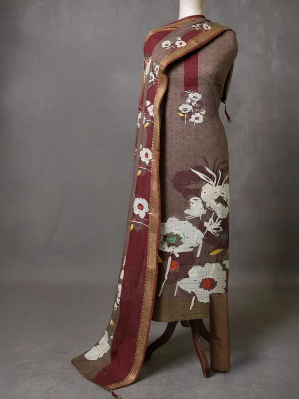 Noor-e-Banaras_Brocade_Linen_Suit_Brown