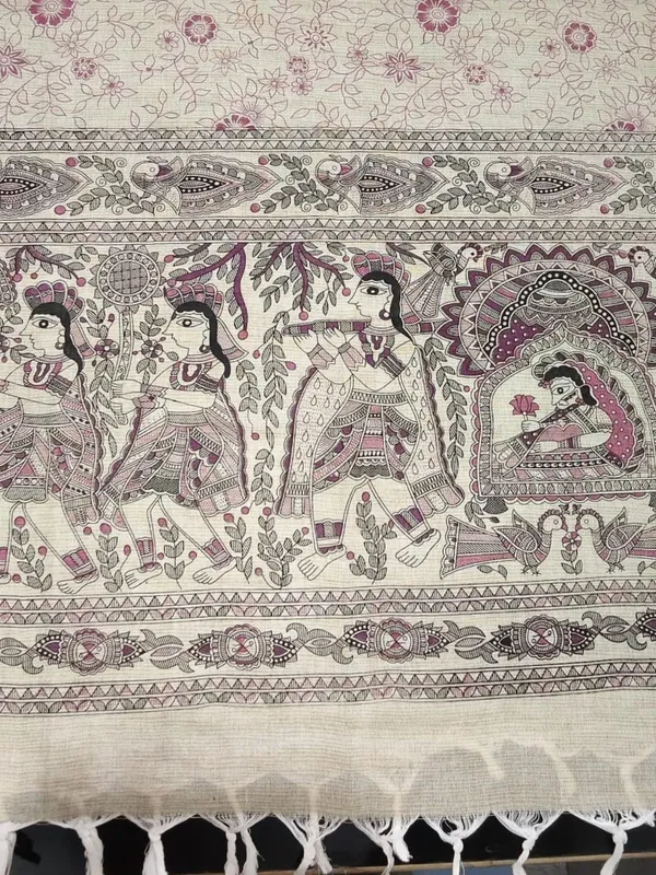 Fine_Madhubani_Khadi_Cotton_Suit_Beige_&_Pink