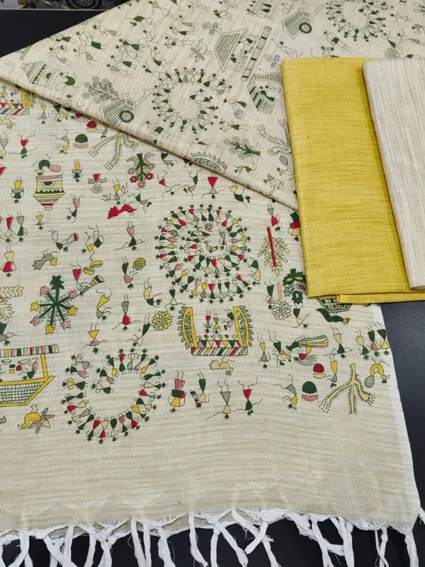 Soft_Madhubani_Khadi_Cotton_Suit_Beige_&_Yellow