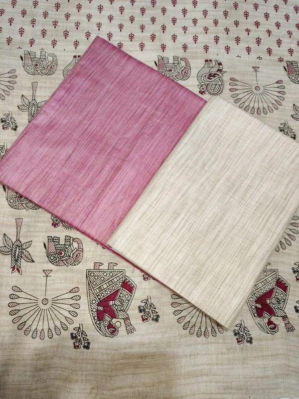 Neat_Madhubani_Khadi_Cotton_Suit_Beige_&_Mauve_Pink
