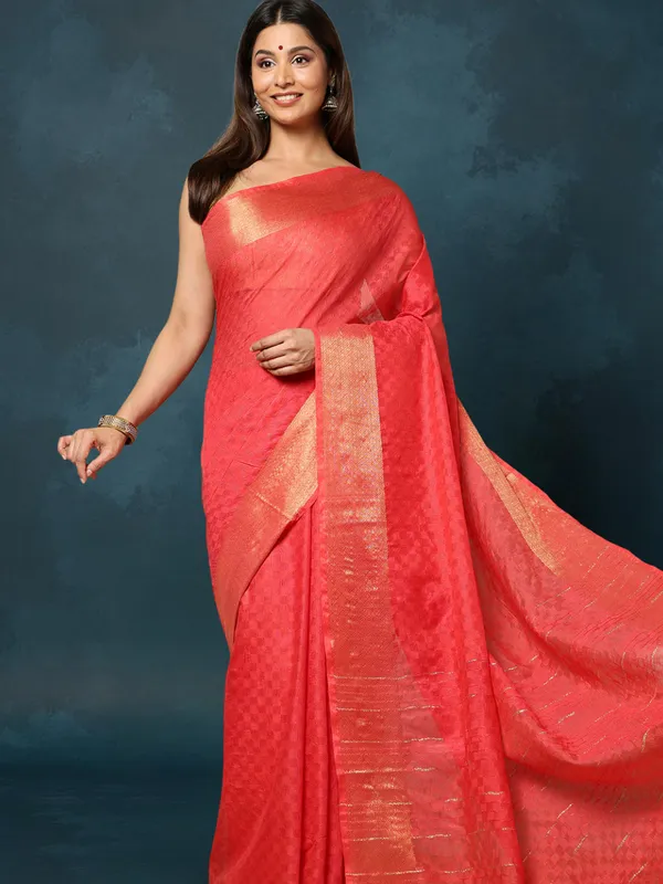 Dupion_Glow_Hand_Dyed_Silk_Saree_Red
