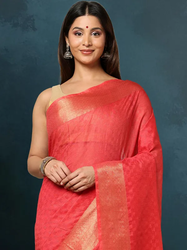Dupion_Glow_Hand_Dyed_Silk_Saree_Red
