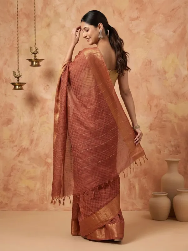 Rangsaaz_Hand_Dyed_Dupion_Silk_Saree_Brown