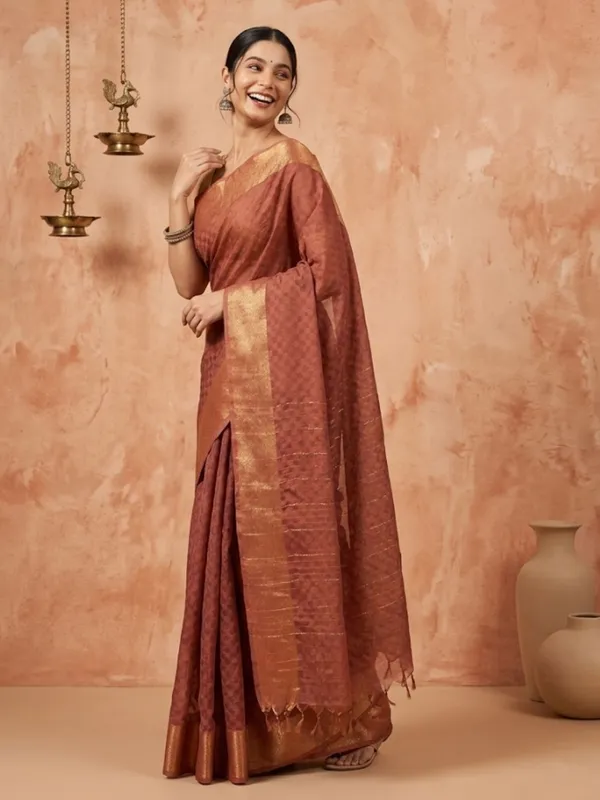 Rangsaaz_Hand_Dyed_Dupion_Silk_Saree_Brown