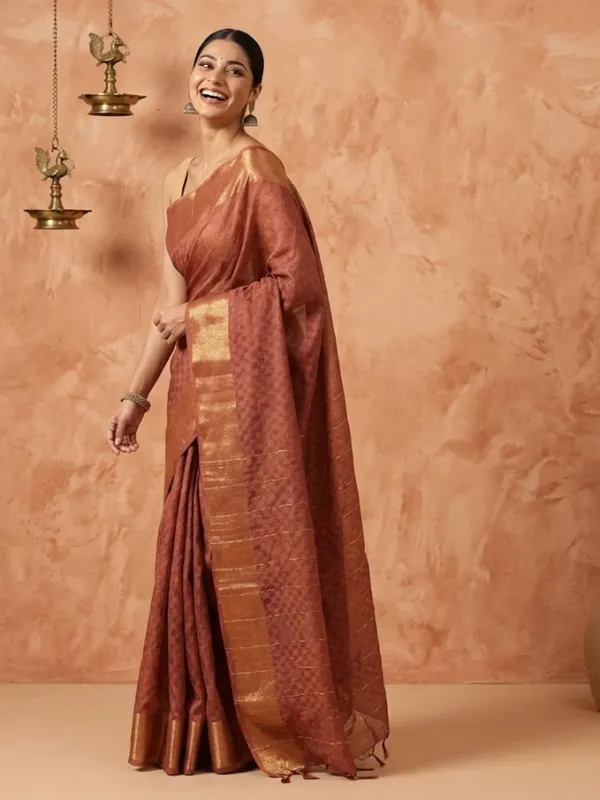 Rangsaaz_Hand_Dyed_Dupion_Silk_Saree_Brown