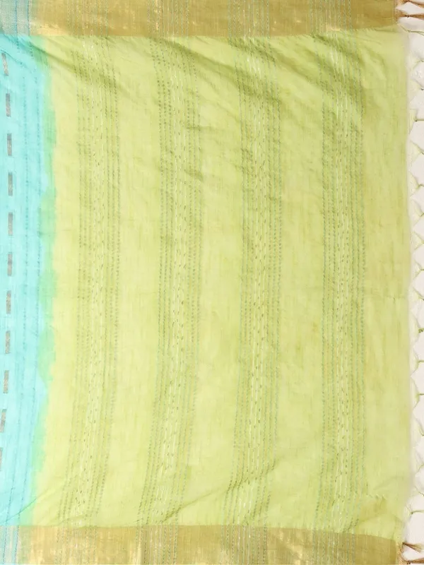 Roopangan_Hand_Dyed_Kota_Silk_Stripe_Saree_Blue