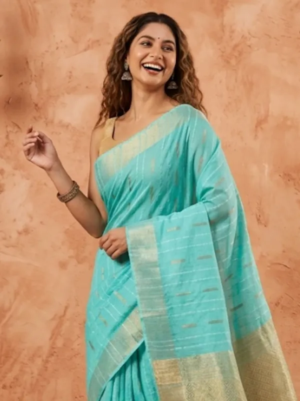Roopangan_Hand_Dyed_Kota_Silk_Stripe_Saree_Blue