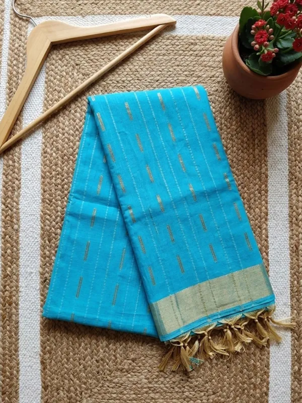 Roopangan_Hand_Dyed_Kota_Silk_Stripe_Saree_Blue