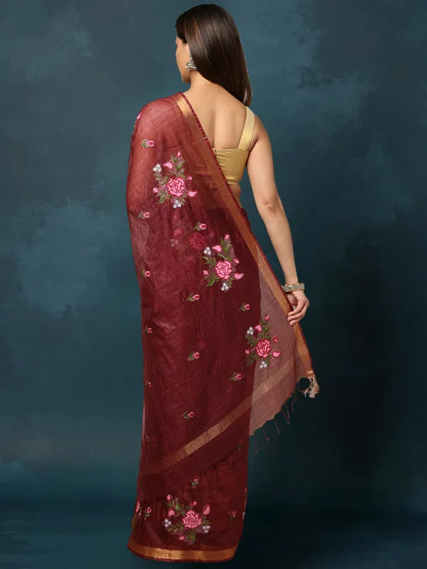 Silken_Stitches_Kota_Silk_Embroidered_Saree_Brown