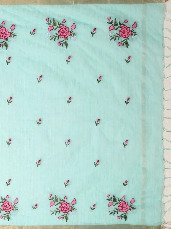 Bunavat_Handdyed_Kota_Silk_Embroidery_Saree_Blue
