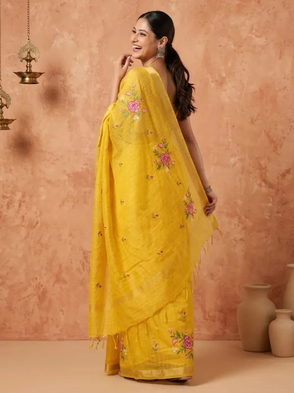Bunavat_Handdyed_Kota_Silk_Embroidery_Saree_Yellow