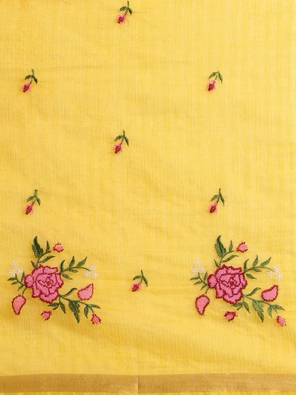 Bunavat_Handdyed_Kota_Silk_Embroidery_Saree_Yellow