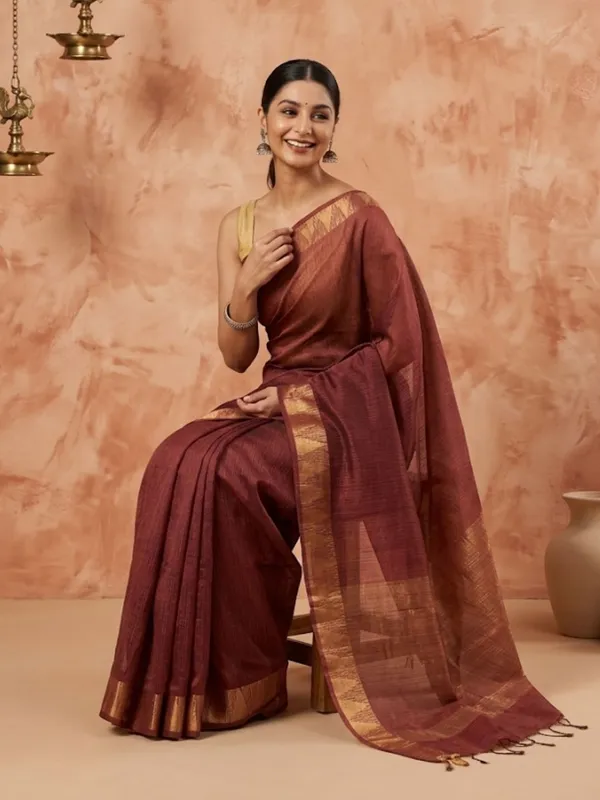 Rangriti_Hand_Dyed_Kota_Silk_Saree_Brown