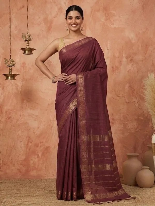 Rang_Sutra_Handdyed_Kota_Silk_Zari_Striped_Saree_Brwon