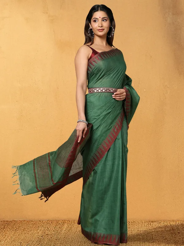 DyeLoom_Kota_Silk_Jacquard_Saree_Green
