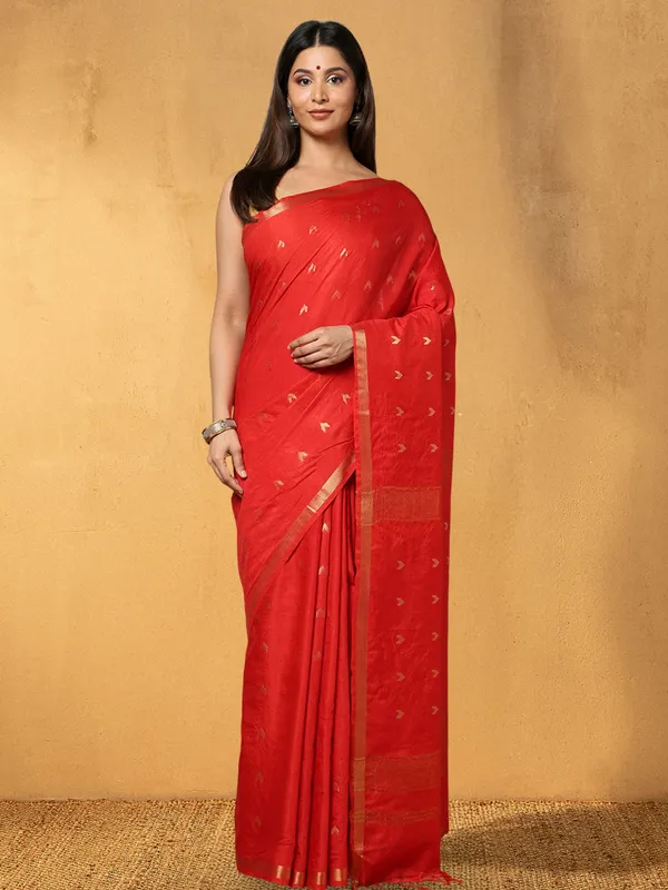 Mridula_Kota_Silk_Plain_Saree_Red