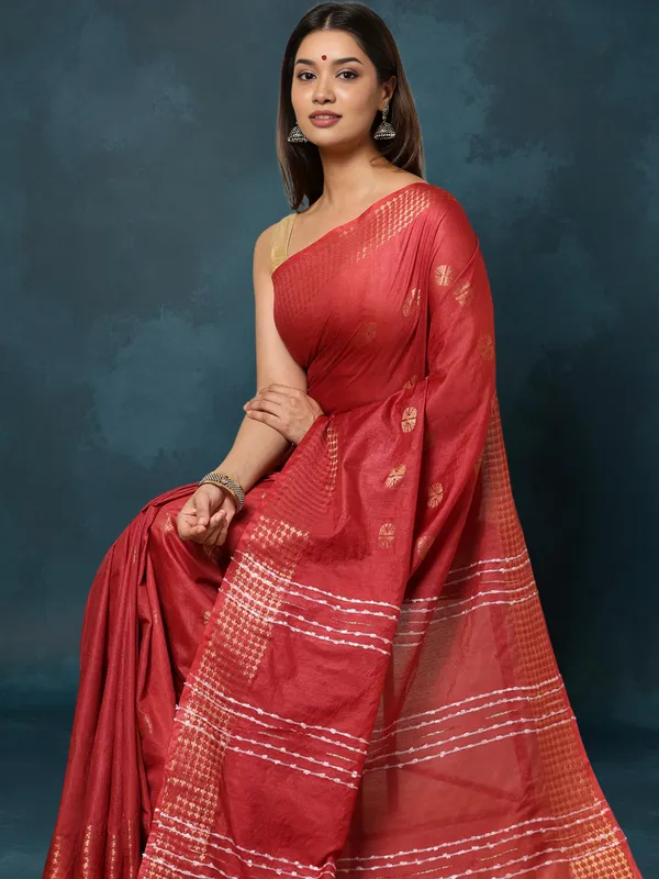 DyeLoom_Kota_Silk_Jacquard_Saree_Brown