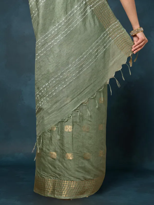 Kantha_Bloom_Kota_Silk_Dyed_Saree_Sage_Green