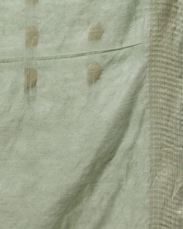 Kantha_Bloom_Kota_Silk_Dyed_Saree_Sage_Green