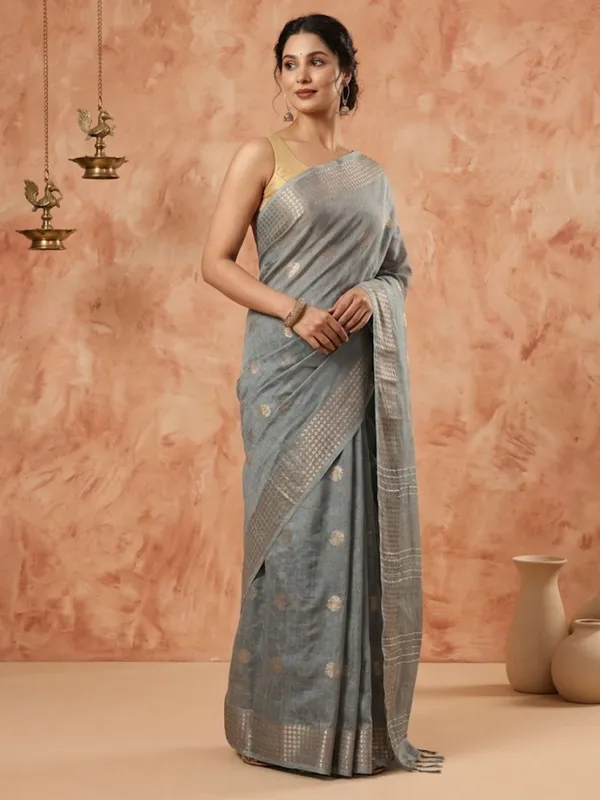 Zivara_Handdyed_Kota_Silk_Kantha_Saree_Gray