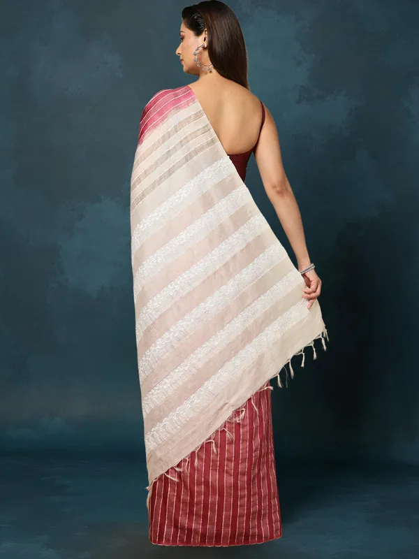 Kantha_Bloom_Kota_Silk_Dyed_Saree_Deep_Maroon