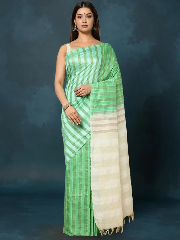 Kantha_Bloom_Kota_Silk_Dyed_Saree_Green