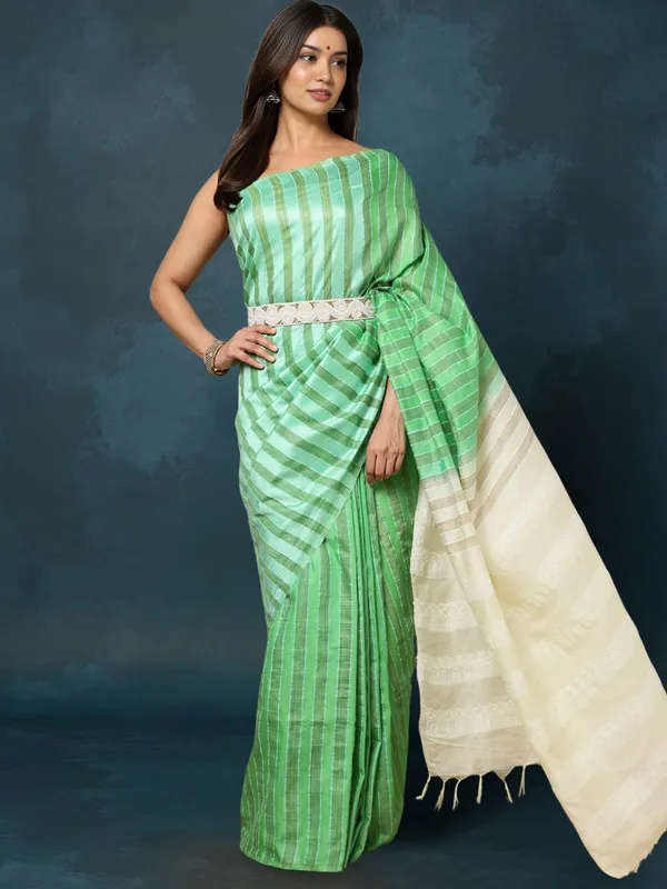 Kantha_Bloom_Kota_Silk_Dyed_Saree_Green