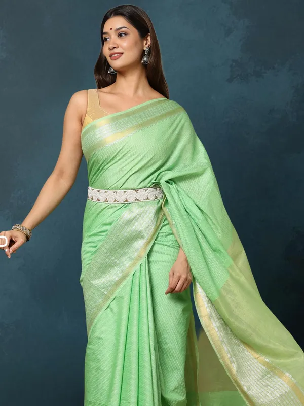 Banaras_Bloom_Kota_Silk_Banarasi_Border_Saree_Green