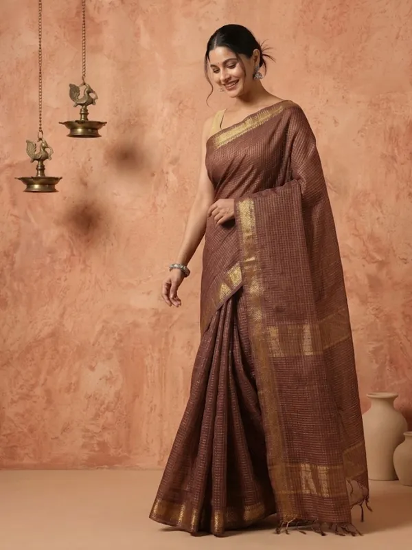 Ishvani_Handdyed_Kota_Silk_Saree_Earthy_Brown