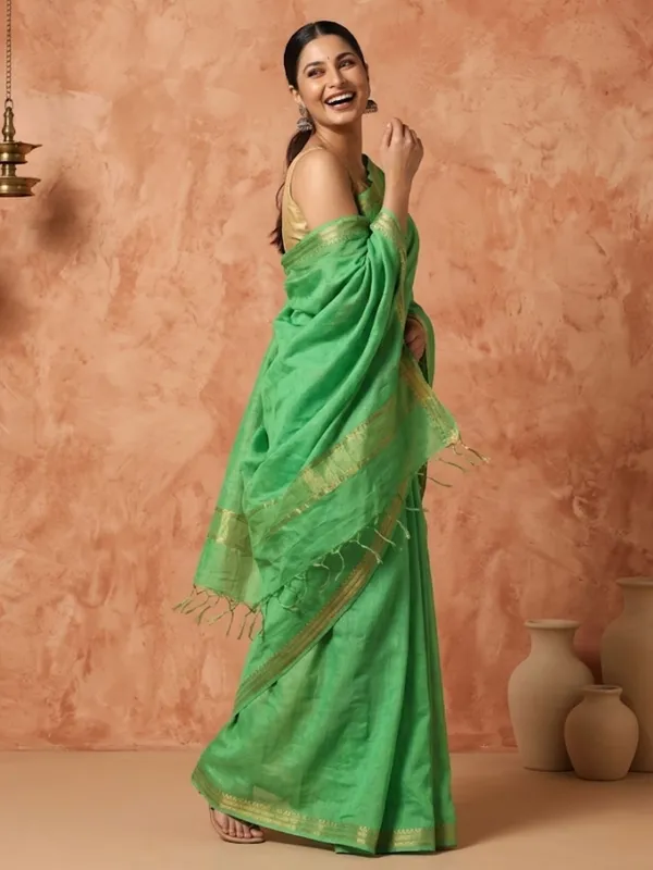 Ruvira_Handdyed_Kota_Banarasi_Silk_Saree_Green