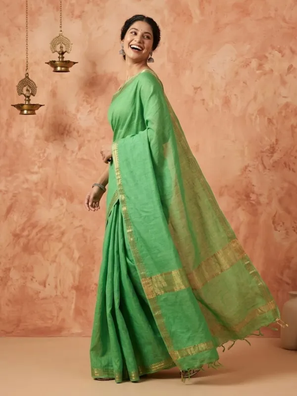 Ruvira_Handdyed_Kota_Banarasi_Silk_Saree_Green