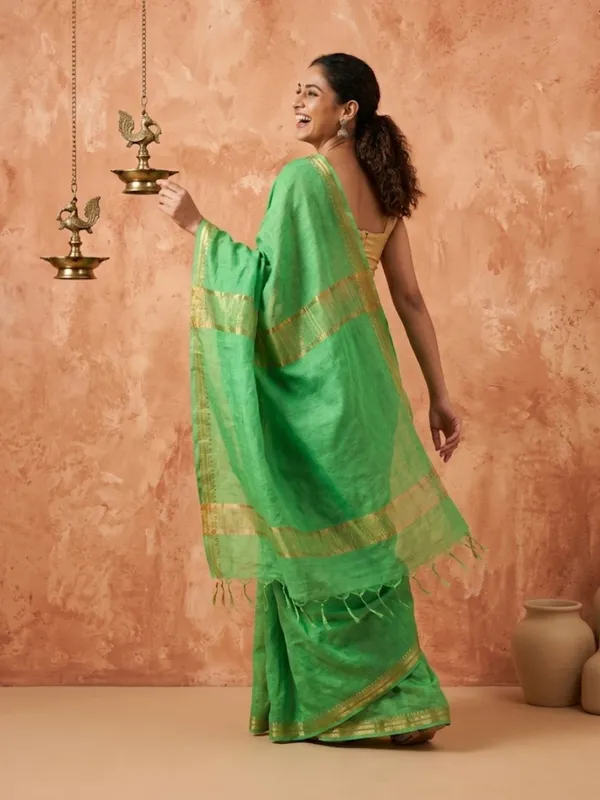 Ruvira_Handdyed_Kota_Banarasi_Silk_Saree_Green
