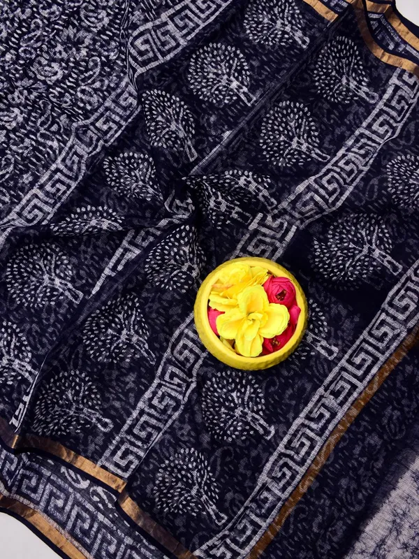 Batik_Breeze_Kota_Doria_Pure_Cotton_Saree_Black