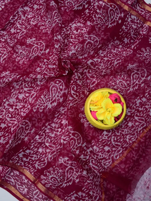 Batik_Breeze_Kota_Doria_Pure_Cotton_Saree_Maroon