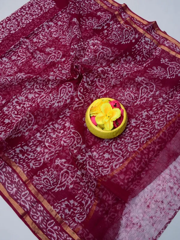Batik_Breeze_Kota_Doria_Pure_Cotton_Saree_Maroon