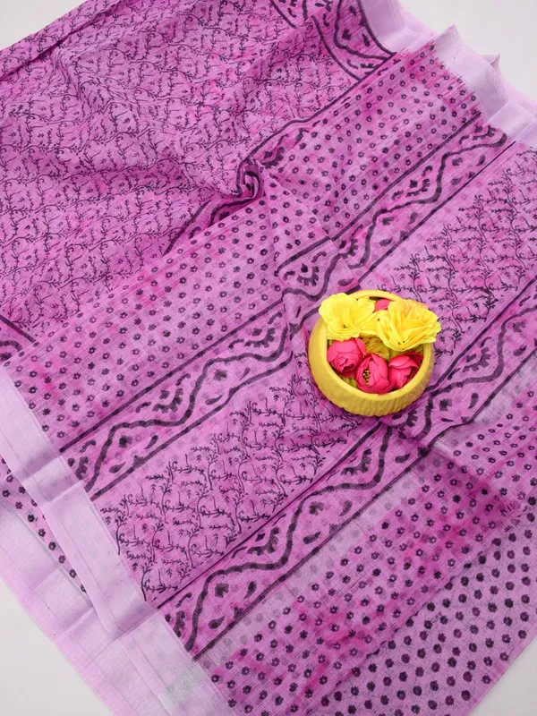 Varnika_Kota_Doria_Blockprint_Saree_Lavendar