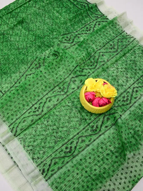 Varnika_Kota_Doria_Blockprint_Saree_Green