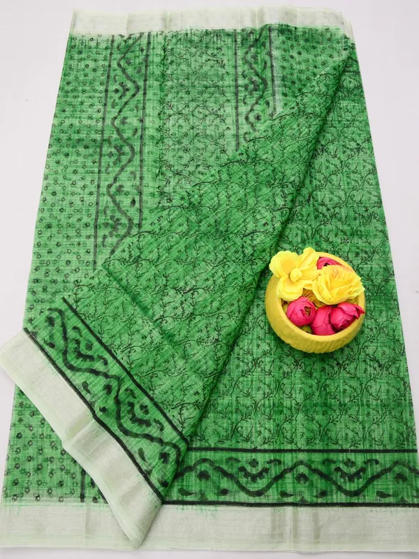 Varnika_Kota_Doria_Blockprint_Saree_Green