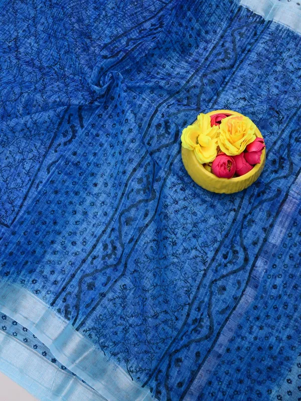 Varnika_Kota_Doria_Blockprint_Saree_Blue
