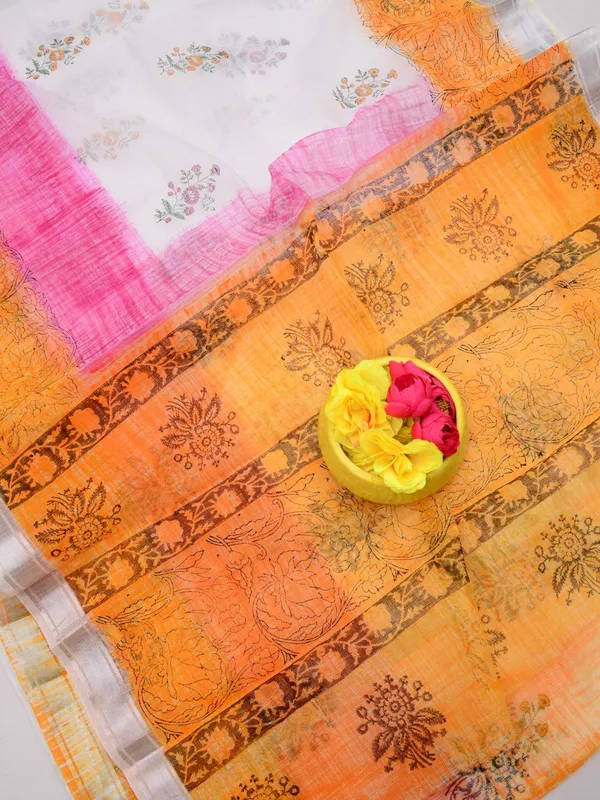 Varnika_Blockprint_Kota_Doria_Saree_White