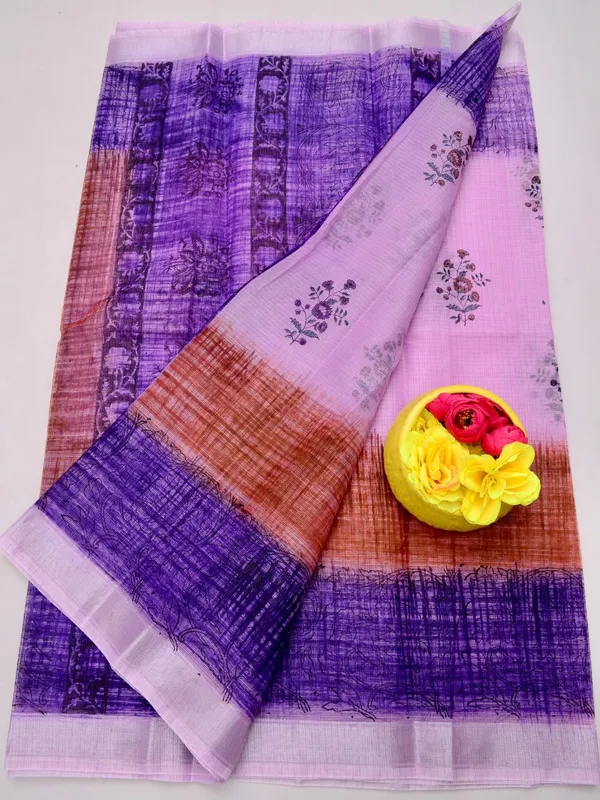 Varnika_Blockprint_Kota_Doria_Saree_Purple